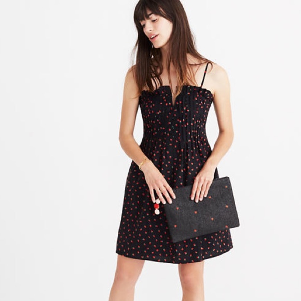Madewell Pintuck Cami Dress in Fresh Strawberries
